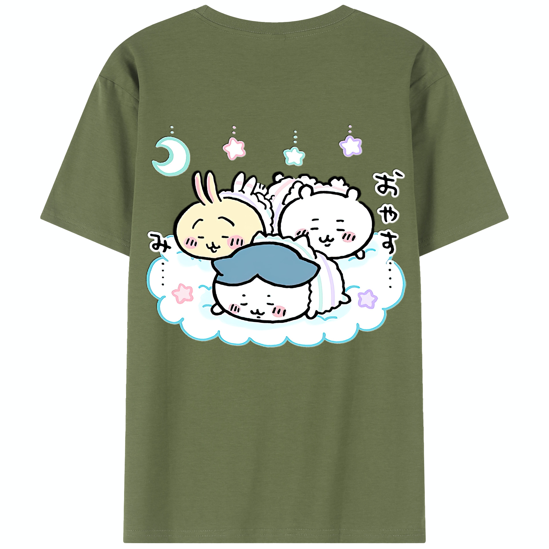 （画像用） ちいかわ ハチワレ Chii-kawa hachiware 綿100％半袖Tシャツ（背面プリント）